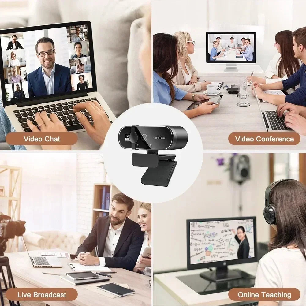 4K Full HD Webcam with Microphone Autofocus 8MP Website Camera for Windows PC Laptop IOS Macbook External Web Cam Video Calling