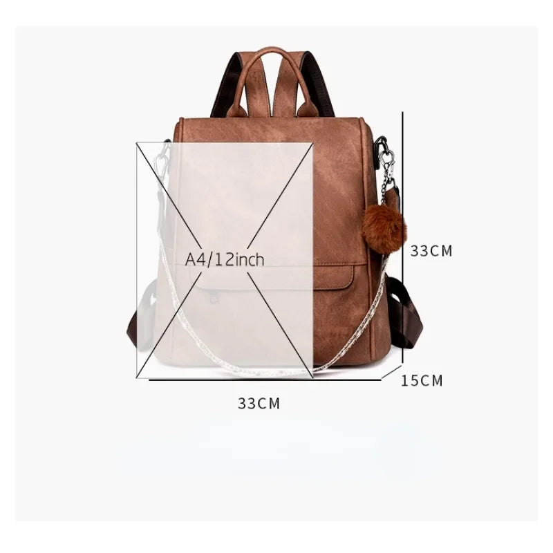 Womens Purse Leather Backpack Purse for Women Fashion Backpack Ladies Designer Ladies Shoulder Bags for Travel College Work