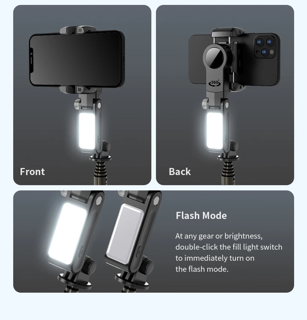 Q18 Desktop Following the shooting Mode Gimbal Stabilizer Selfie Stick Tripod with Fill Light for iPhone Cell Phone Smartphone