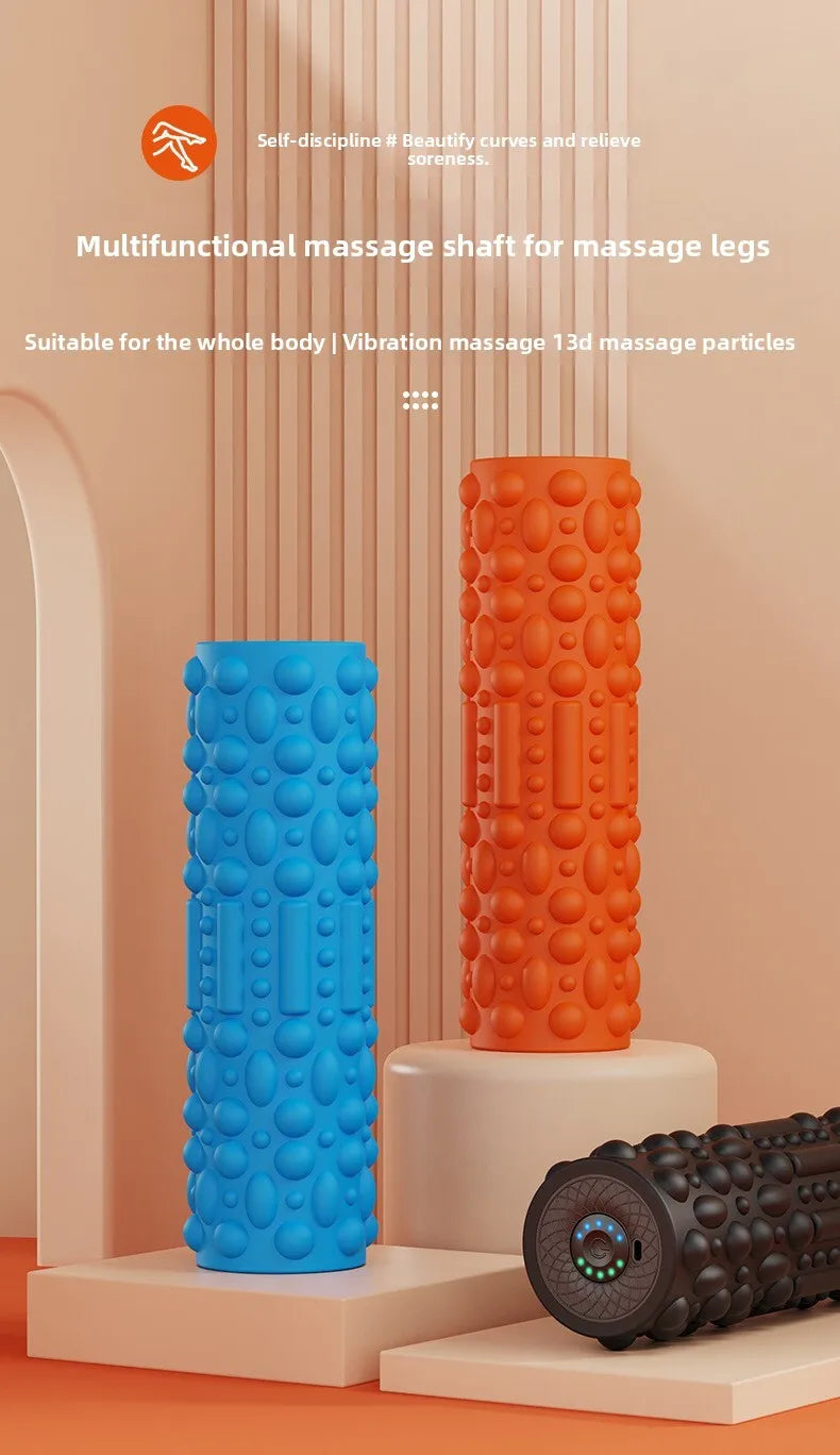 Electric Vibrating Foam Roller - Rechargeable Full Body Muscle Massager with Timer for Yoga Fitness Pain Relief Portable Massage