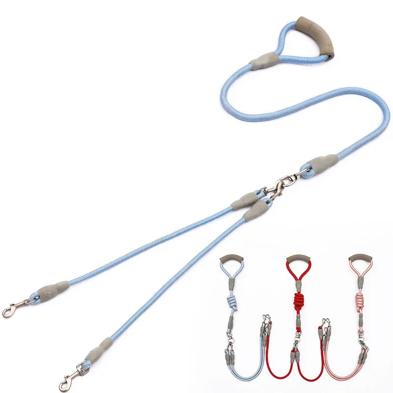 Dog leash Walk dog leash Medium double dog chain Double lead One tow two leads with pet supplies