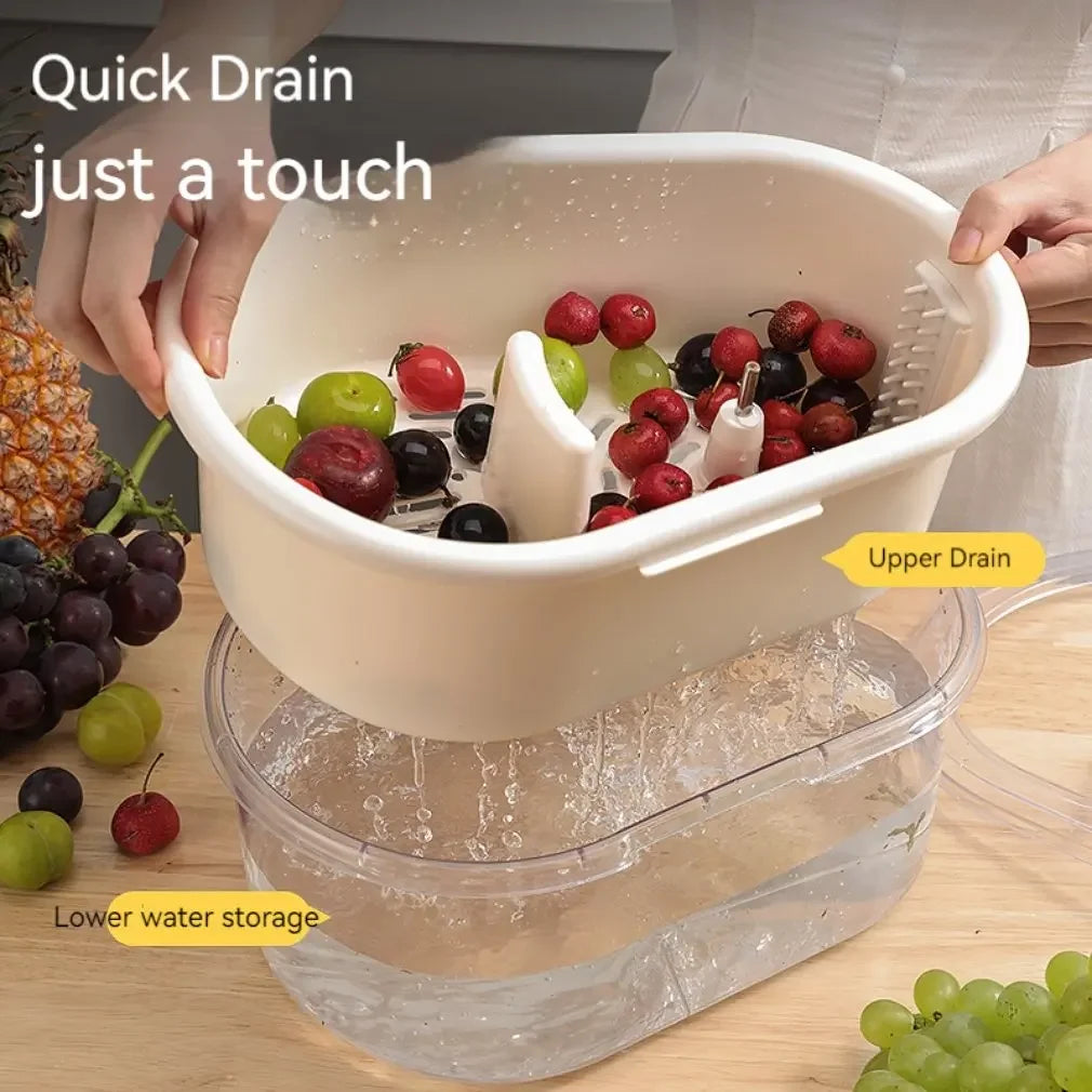 Household Vegetable Fruits Cleaner Sets Manual Water Salad Spinner Fruit Drain Basket Dryer Hand Crank Kitchen Household Gadget