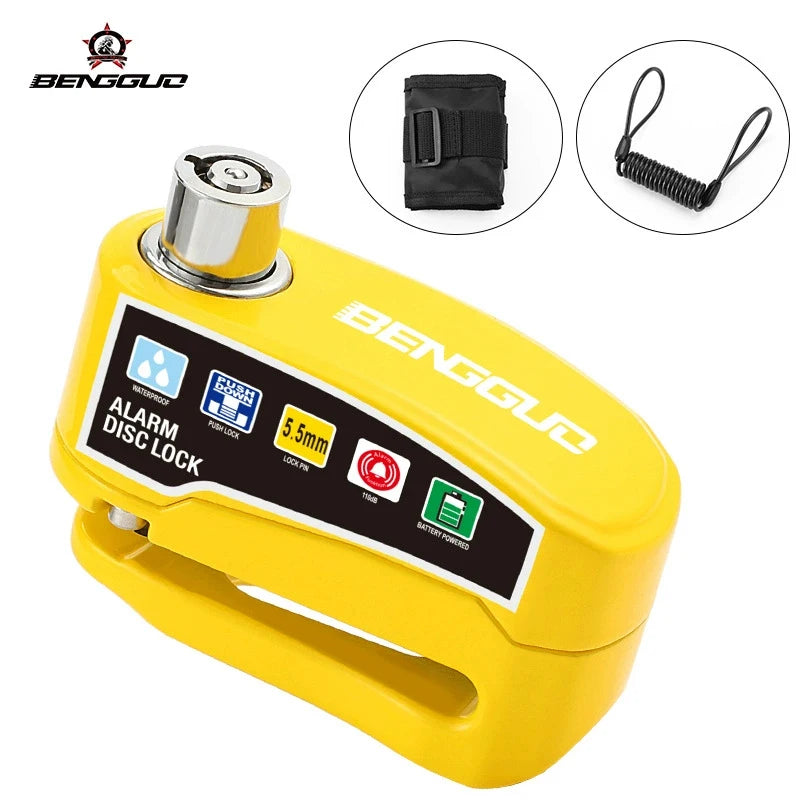 Scooter Motorcycle Burglar Alarm Lock Waterproof Bicycle Alarm 110db Warning Security Lock Moto Disc Brake Padlock Accessories