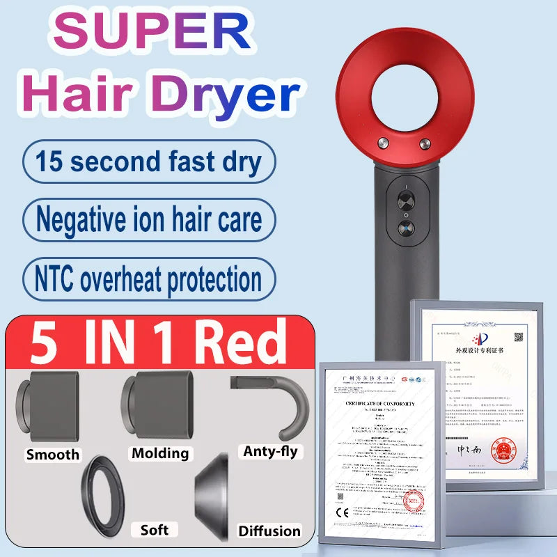 1600W Professional Hair-care Negative Ion Hair dryer 220V Leafless Hairdryer High Speed household Blow Dryer Salon Style Tool