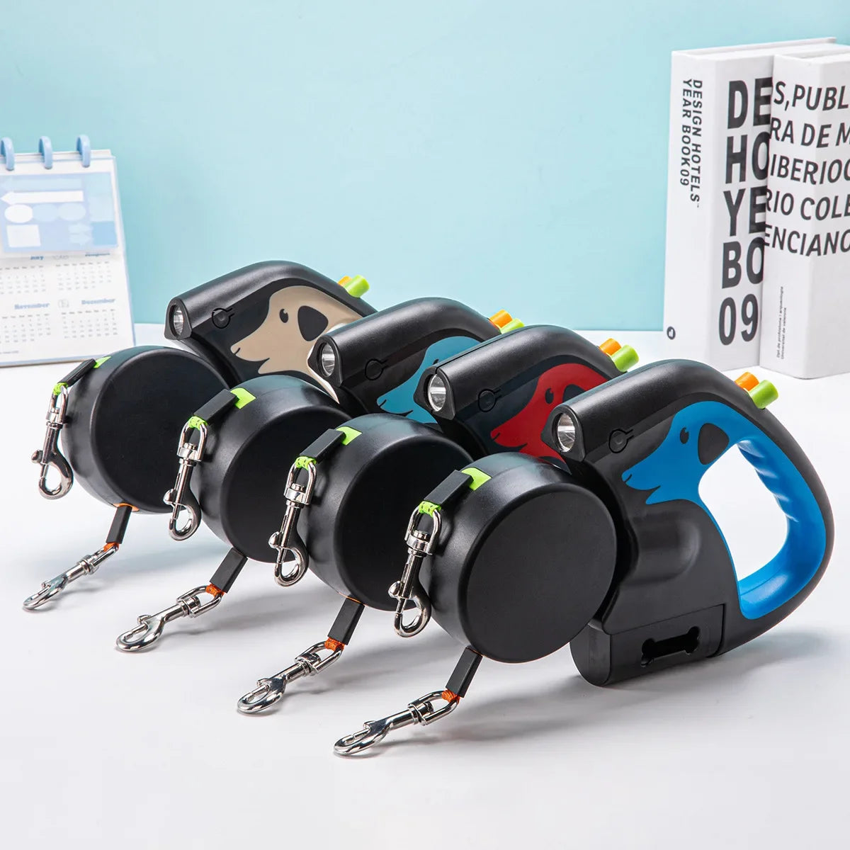 Portable Rotating Pet Leash for 2 Dogs, Double End Leash, Light Retractable Roulette, Walking Supplies