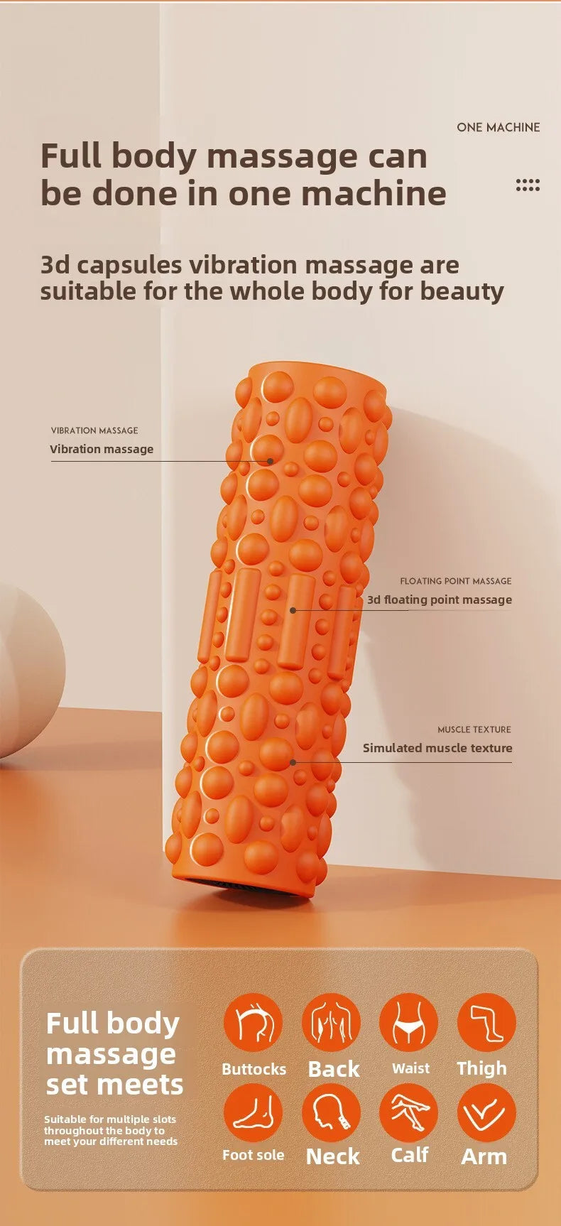 Electric Vibrating Foam Roller - Rechargeable Full Body Muscle Massager with Timer for Yoga Fitness Pain Relief Portable Massage