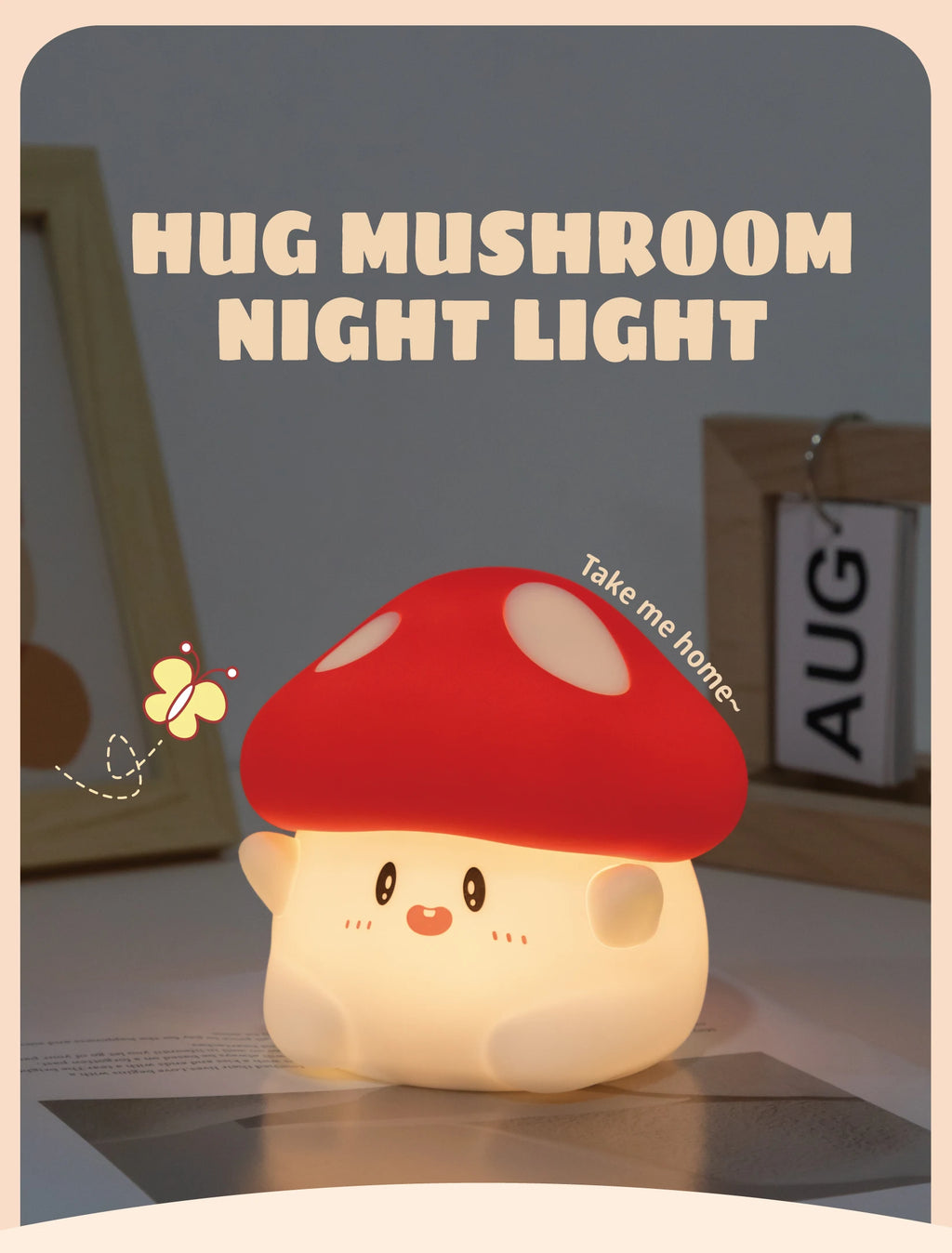Mushroom Night Light LED Rechargeable USB Table Lamp Desk Room Decoration Baby Nursery Kids Birthday Gift Animal Pumpkin Lantern