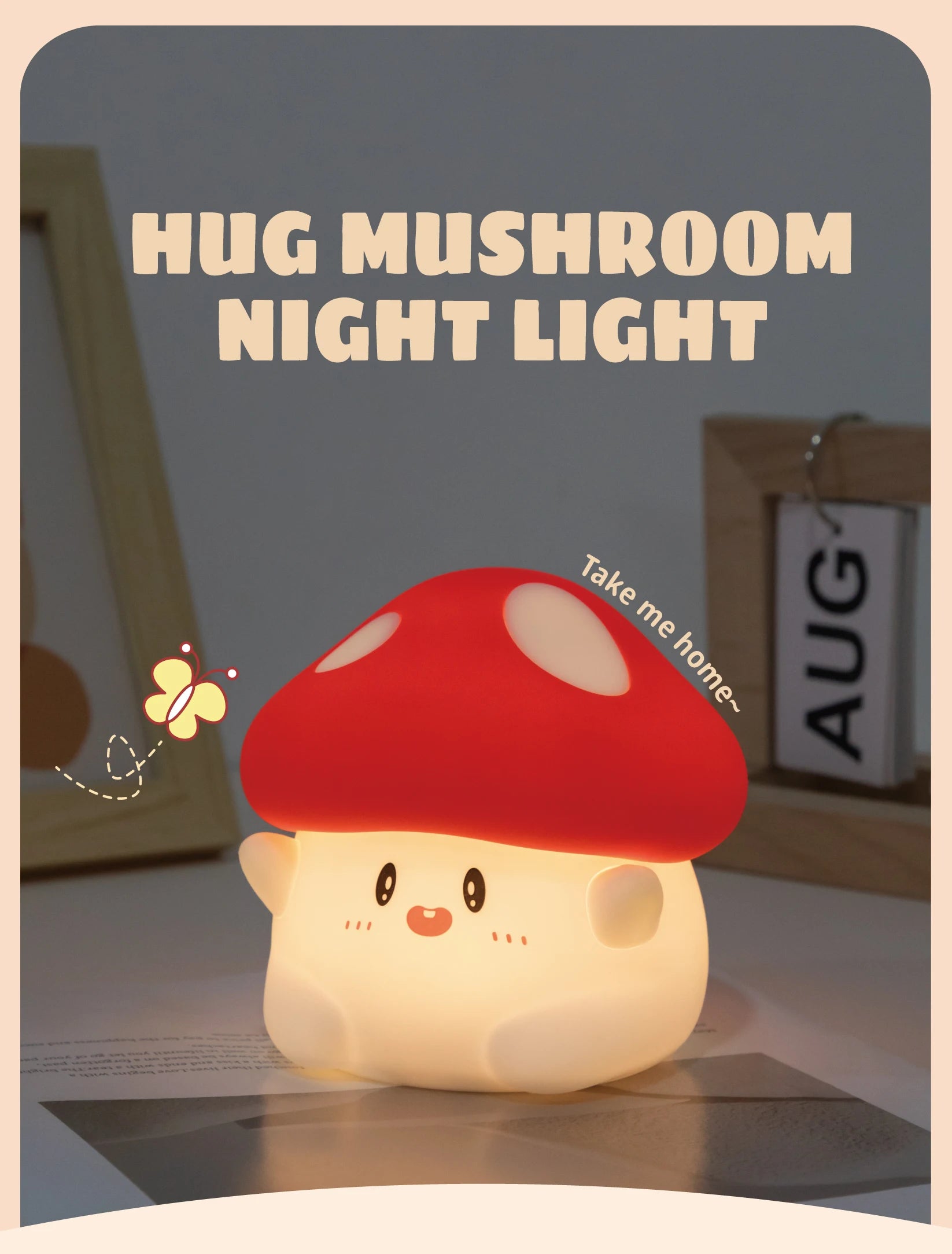 Mushroom Night Light LED Rechargeable USB Table Lamp Desk Room Decoration Baby Nursery Kids Birthday Gift Animal Pumpkin Lantern