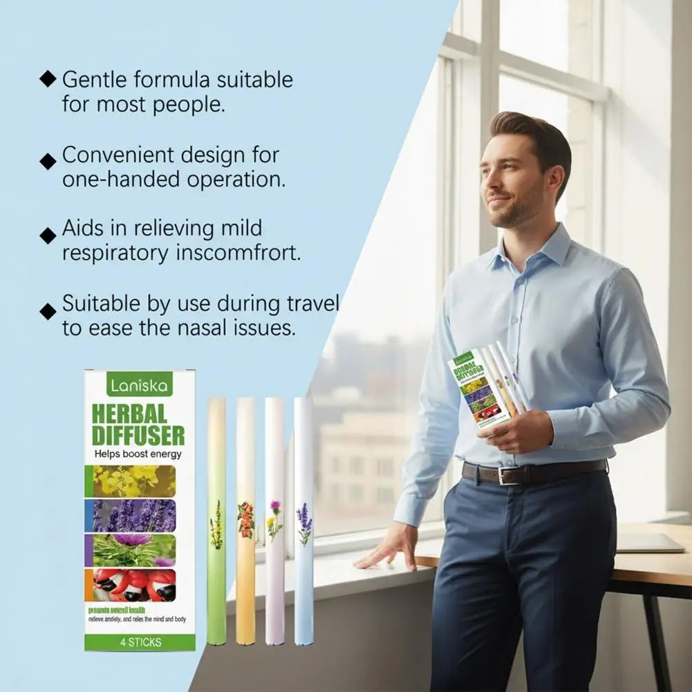 Herbal Diffuser Natural Herbal Energy Bar Lung-Clearing Ingredients Improve Respiratory Health Relieves Fatigue 4bars/Box