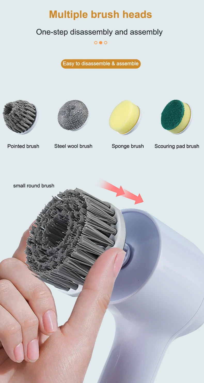 Multi-functional Electric Cleaning Brush for Kitchen and Bathroom - Wireless Handheld Power Scrubber for Dishes, and Pans