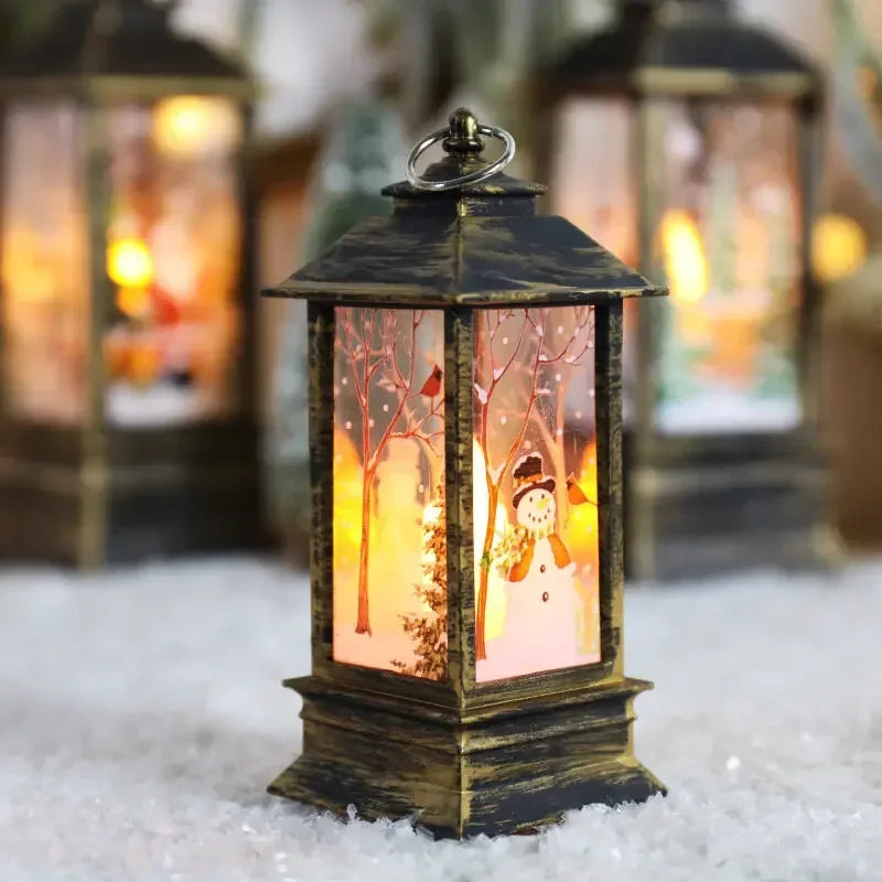 LED Night Lights Vintage Portable Oil Lamp Battery Powered Home Hanging Lanterns Child New Year Gift Christmas Party Decoration