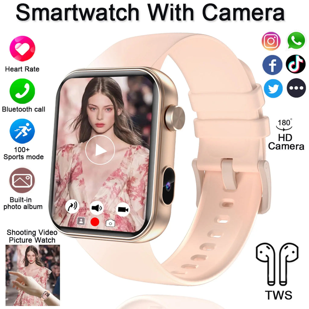 New Smart Watch Women Men Camera Take Photo Record Video Heart rate Sports Fitness Waterproof Bluetooth Call For Android iOS
