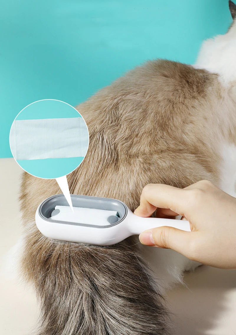 Clean Cat Dog Hair Removal Comb with Wipes Upgraded Pet Brush Katten Accessories Gatos Productos para mascotas Grooming Supplies
