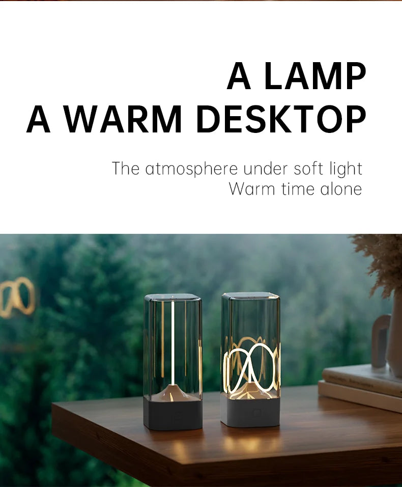 LED Minimalist Cordless Table Lamps 3 Levels Dimmable Rechargeable Camping Atmosphere Light Magnetic Filament Wireless Lamp