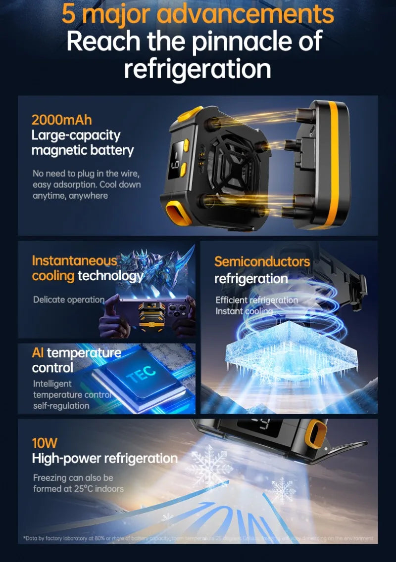 P70 NEW 10W Mobile Phone Semiconductor Cooling Fan Radiator with 2000mAh Battery PUBG Game Cooler for IPhone Android Universal