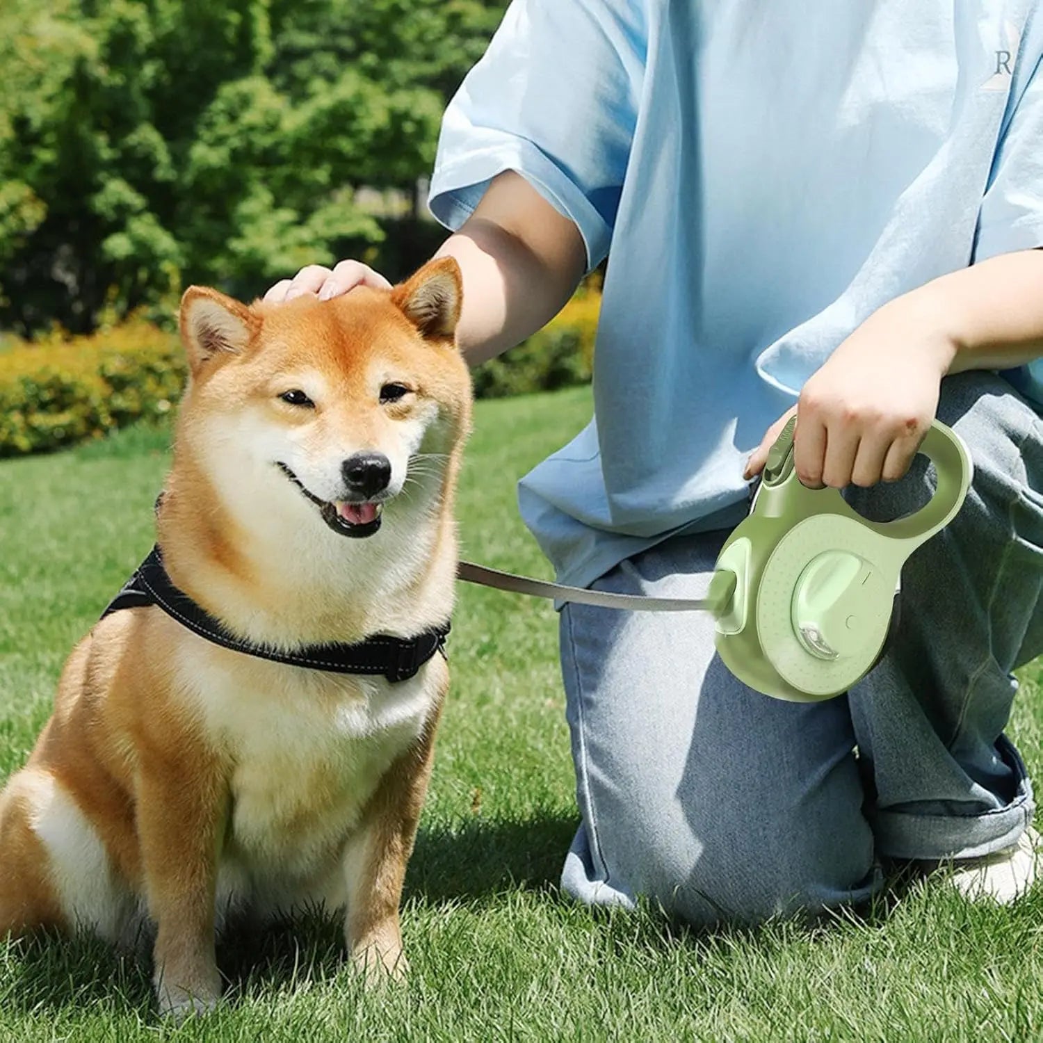 3/5M Automatic Retractable Dog Leash with LED Lights 360°Swivel No Tangle Explosion Proof Nylon Lead for Pet Walking Rope Use