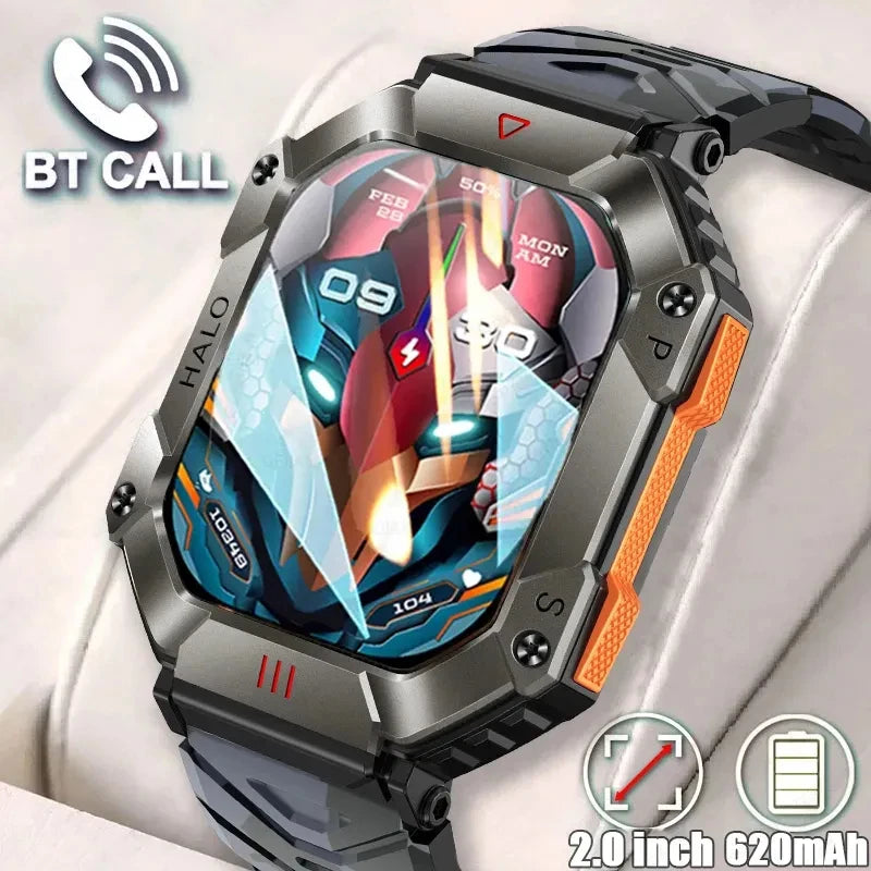 GEJIAN GPS Military Smart Watch Men For Android IOS Ftiness Watches Ip68 Waterproof 2.0'AI Voice Bluetooth Call Smart Watch