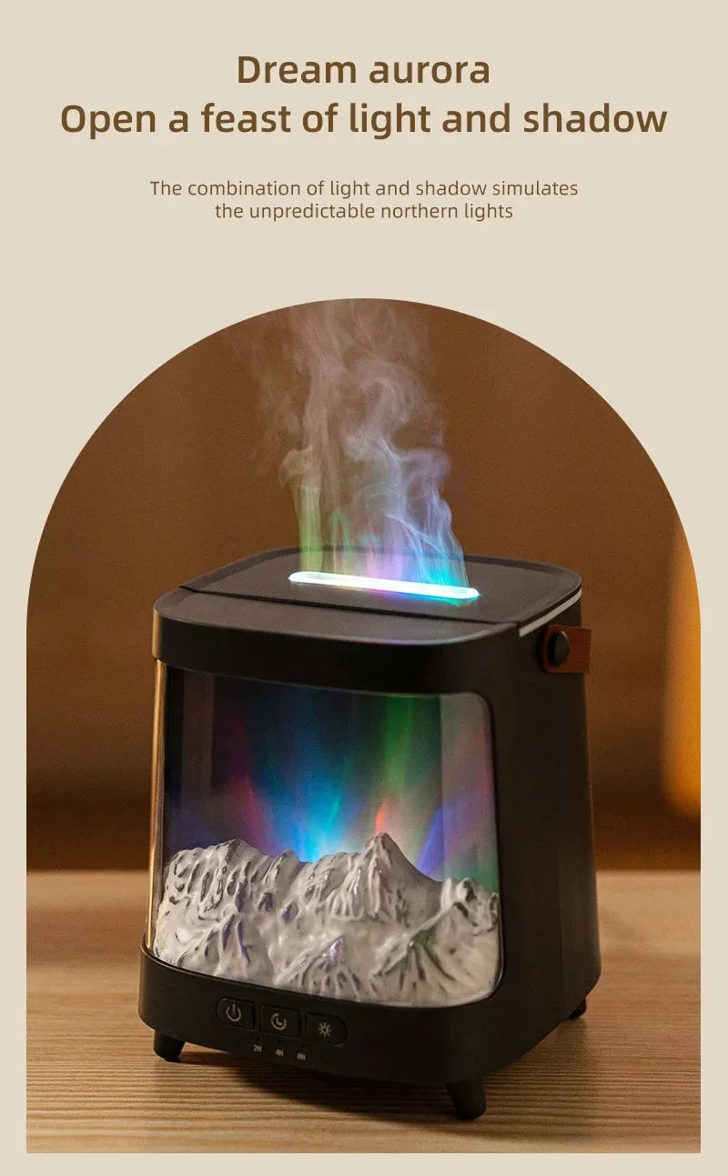 D631 Aurora Flame Humidifier Essential Oil Diffuser 200ml LED Light Remote Control Timing Spray USB-C