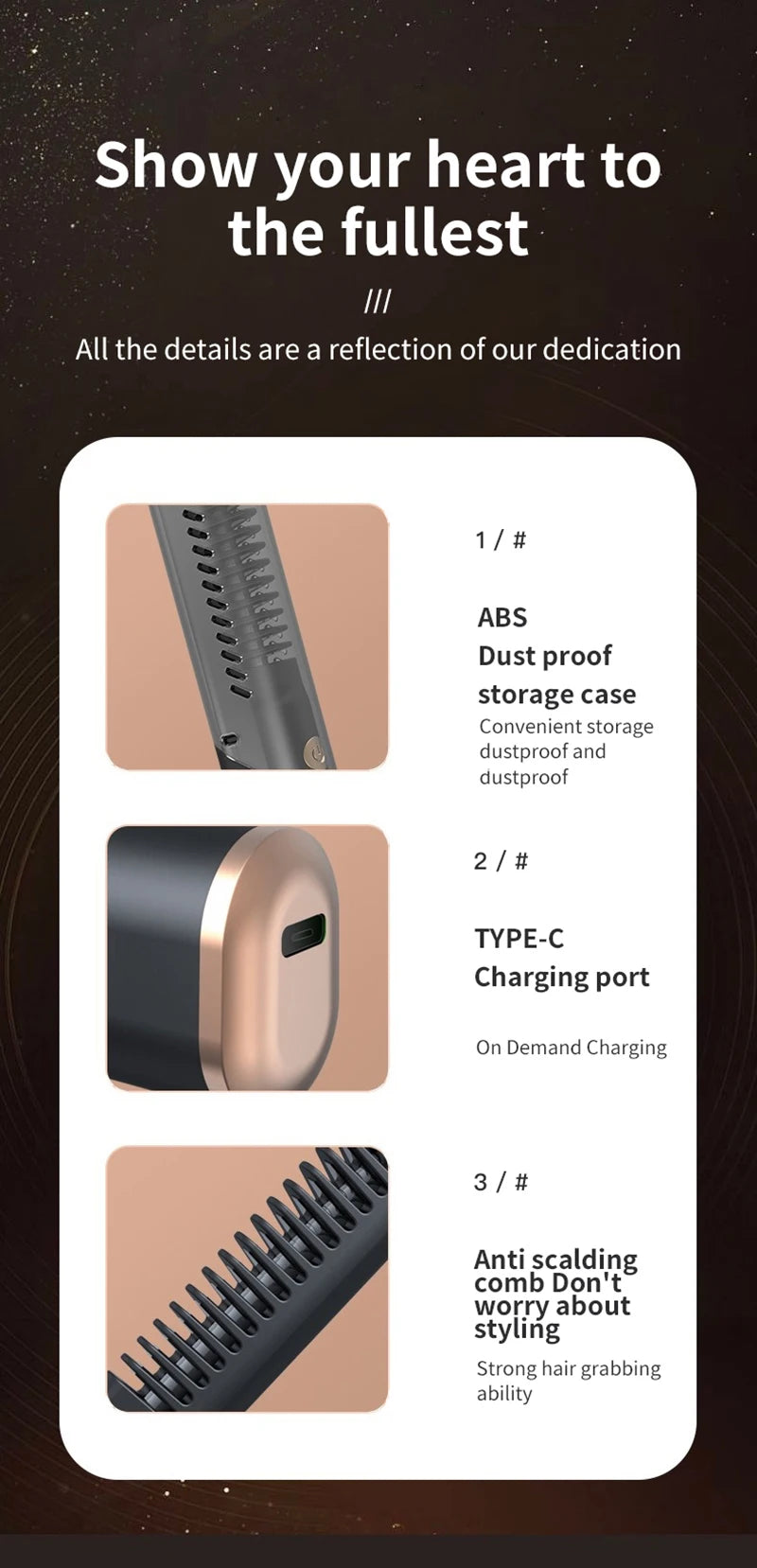 Portable Wireless Electric Hair Brush Heating Hair Straightener  2 IN 1 Home Travel Womem Anti-scalding Hair Straight Curly Comb