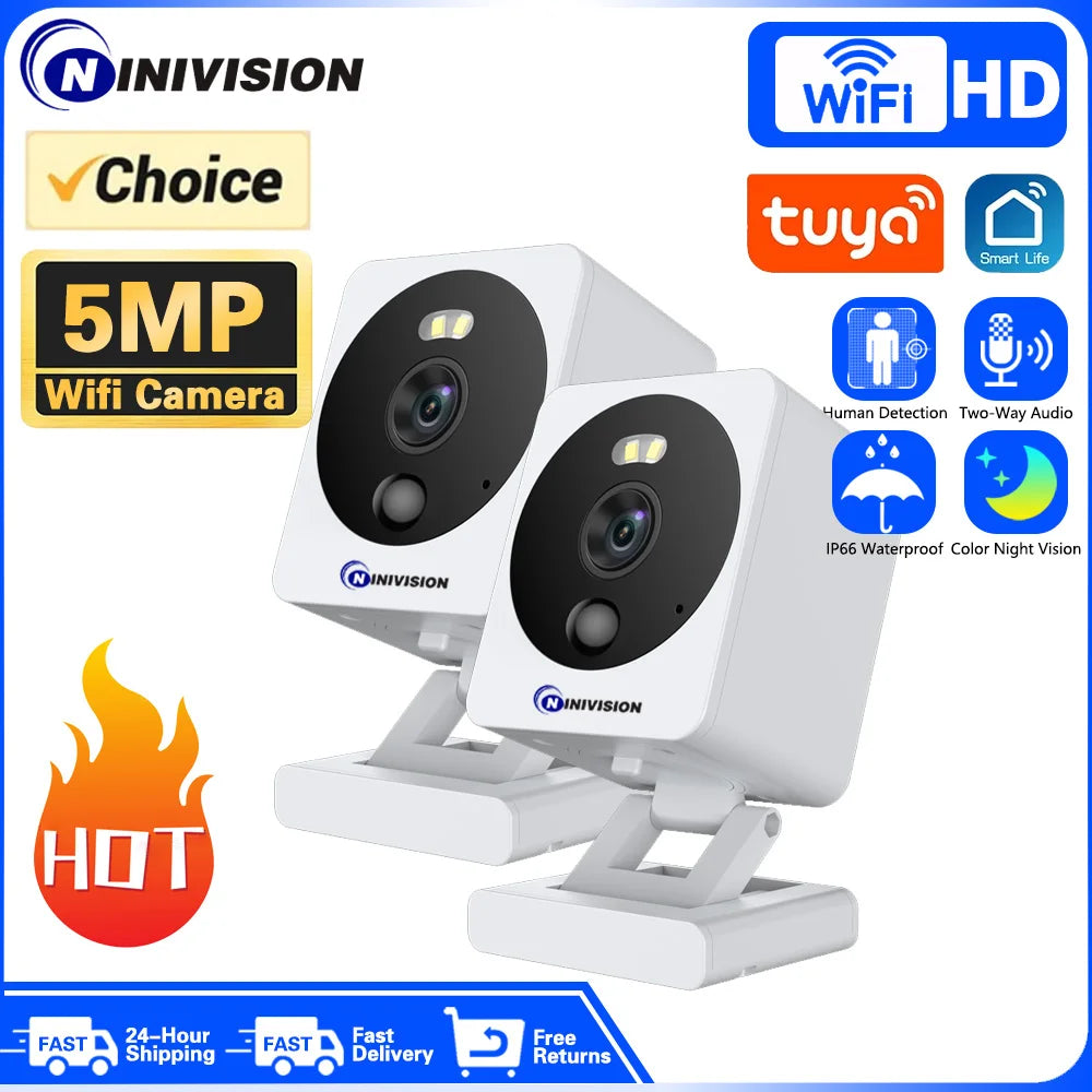 5MP Hd Wifi Camera Indoor Home IR Night Vision Human Detection Surveillance Cube Cameras For Pet Mini Baby Monitor With TUYA APP