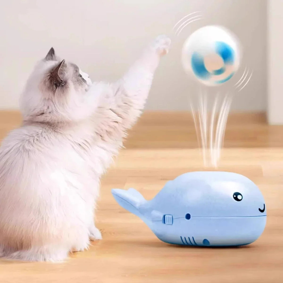 New Electric Floating Ball Cat Toy  - Whale - shaped, USB - powered, Dual - function Fan, Portable & 3C Certified Pet Toy