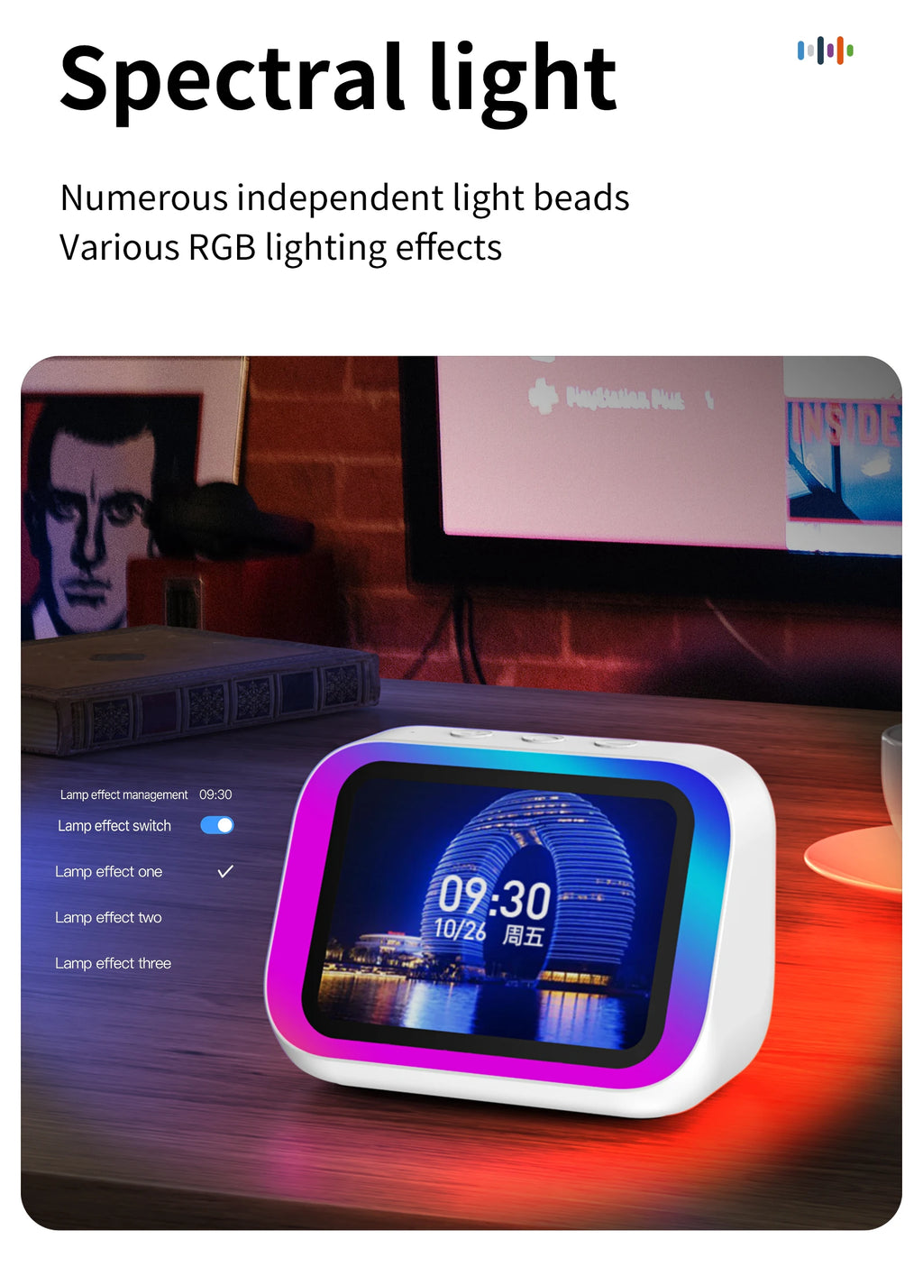 AI Smart Bluetooth 5.4 Speaker Voice assistant HDTouch Screen Display Electronic Album Alarm Clock Hi-fi Stereo Sound