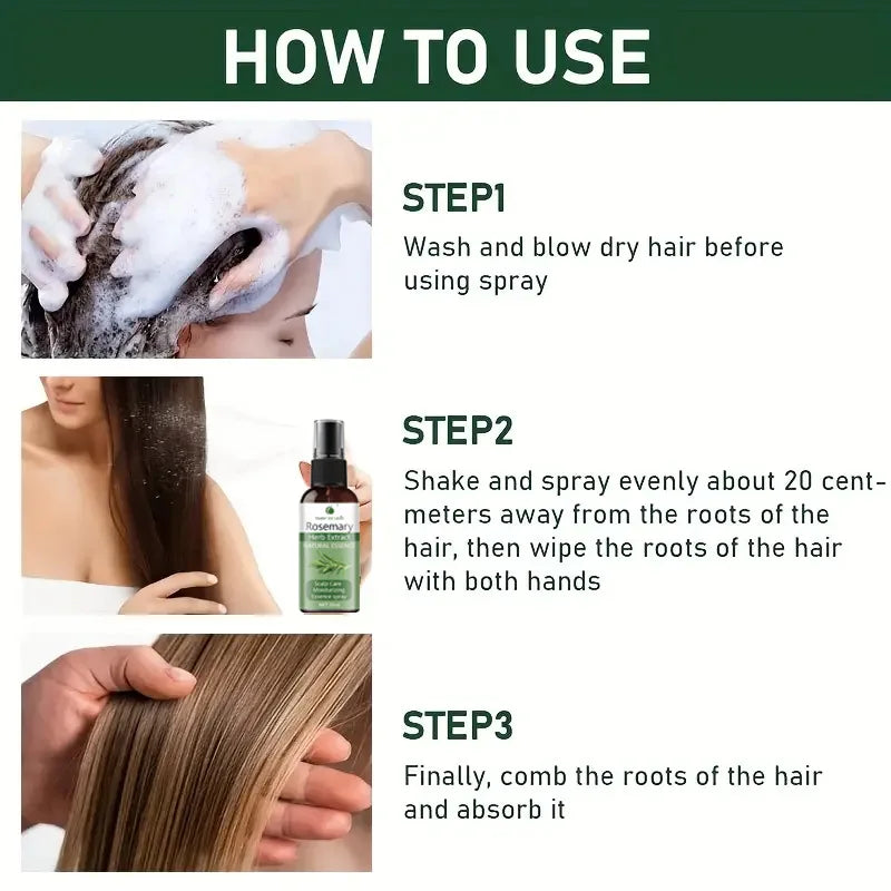 Rosemary Essential Oil For Hair, Moisturizing & Strengthening Treatment, Repairs Damaged Hair, Promotes Smooth Shiny Hair Growth