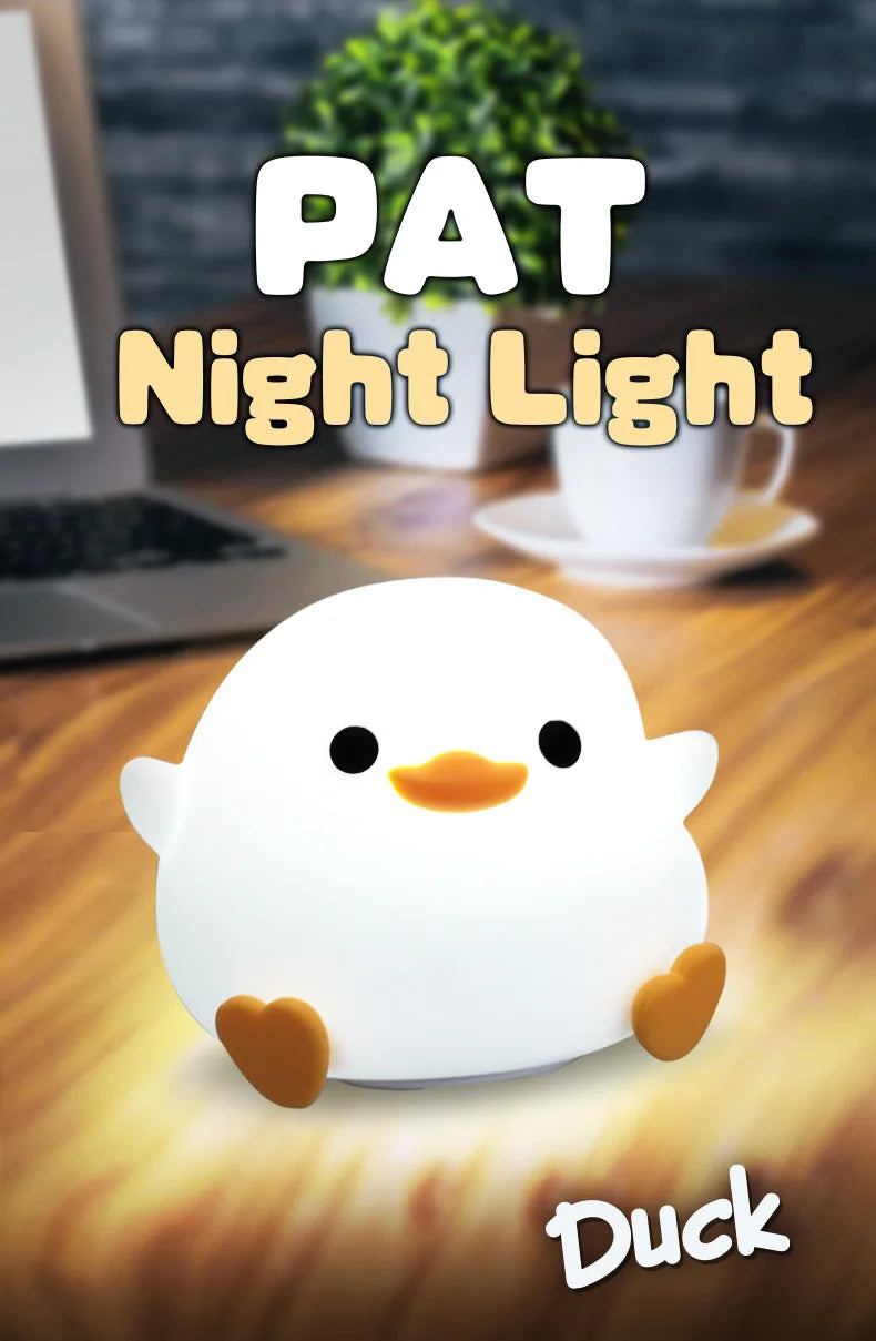DoDo Duck Silicone LED Bedside Lamp Night Light Cute Duck Dimmable Nursery Nightlight Rechargeable Baby Bedrooms Decoration