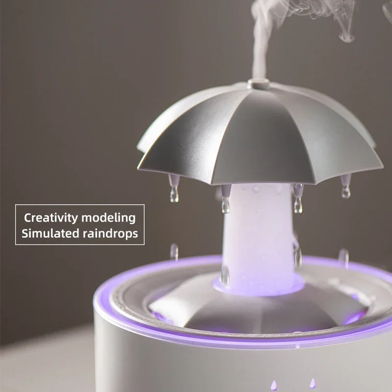 Cloud Rain Rotating Umbrella Water Drop Aromatherapy Machine Air Humidifier Diffuser Fountain Water Drop 7-Color LED Night Light