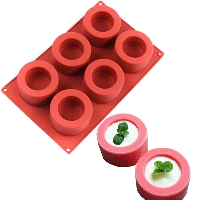 6 Holes Concave Convex Round Cup Muffin Cake Cup Mold Baking Mold Aromatherapy Candle Ice Cream Sandwich Cake Mold Mousse Soap