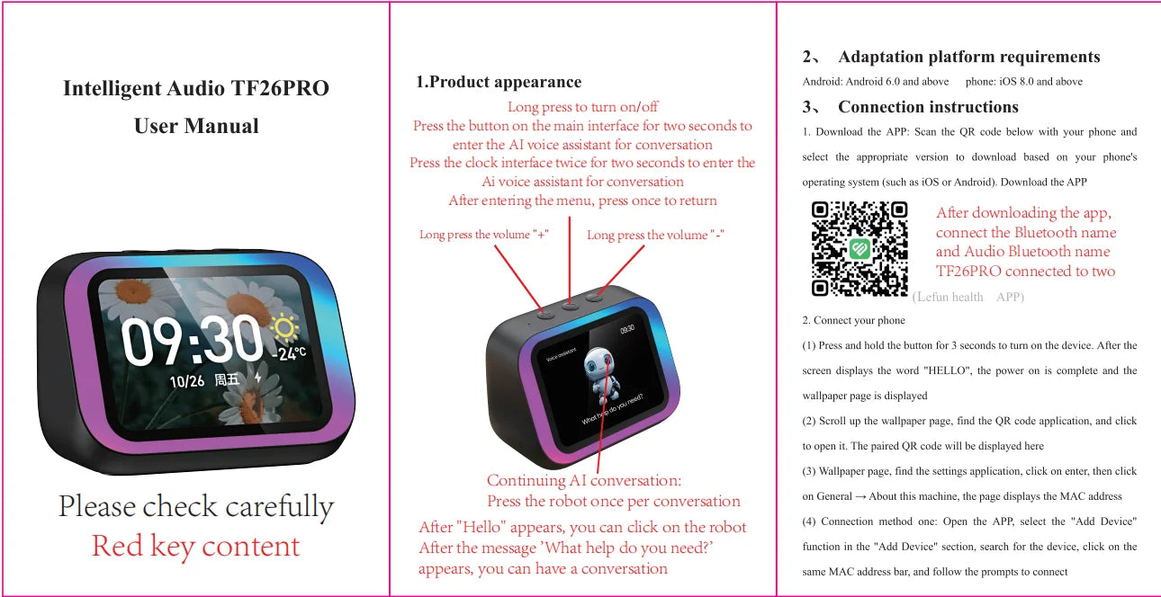 AI Smart Bluetooth 5.4 Speaker Voice assistant HDTouch Screen Display Electronic Album Alarm Clock Hi-fi Stereo Sound