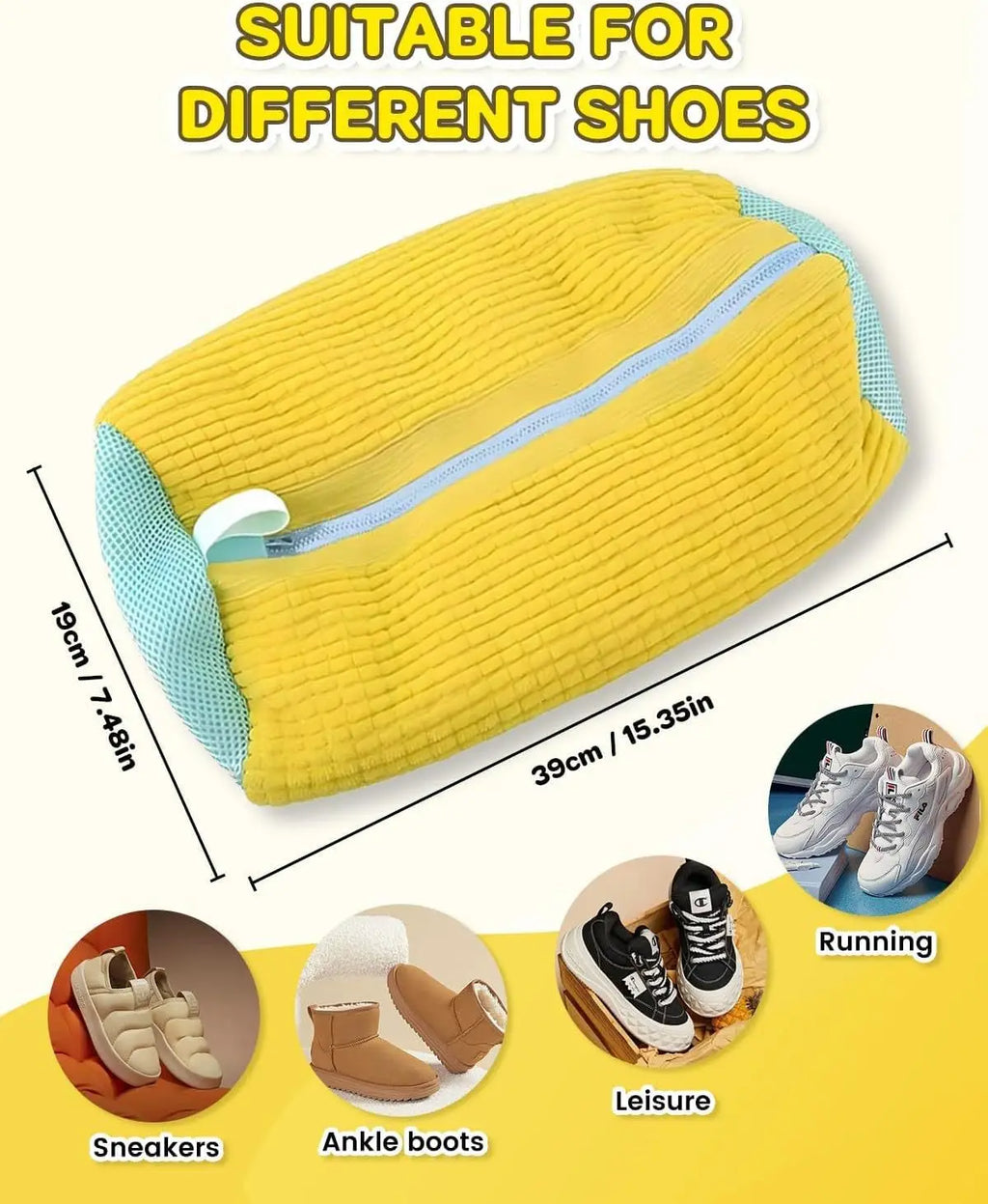 Laundry Bag Shoe Washing Bag Padded Net Protector For Fluffy Fibers Polyester Machine Friendly Drying Wash Bags For Shoes