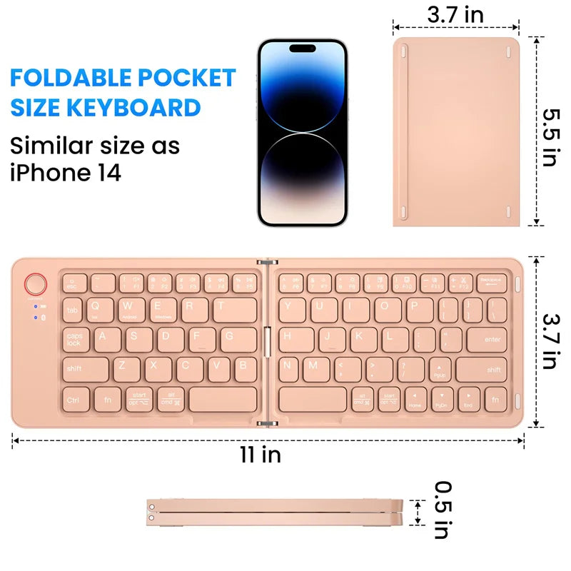 Portable Bluetooth Folding Keyboard for IOS/Android/Windows Tablet Mobile Phone Portable Keyboard Computer Accessories
