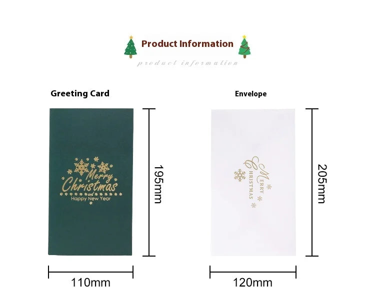 Handmade Christmas Gift Card Creative Design 3D Stereos High-end Blessing Small Thank You Card Festive Party Supply