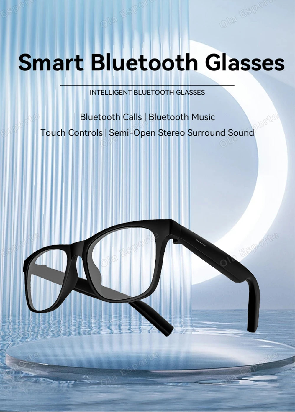 Ola Esporte New Smart Glasses Bluetooth Call Sunglasses Multi-functional Anti-Blue Light Sunglasses Wireless Headset Men Women