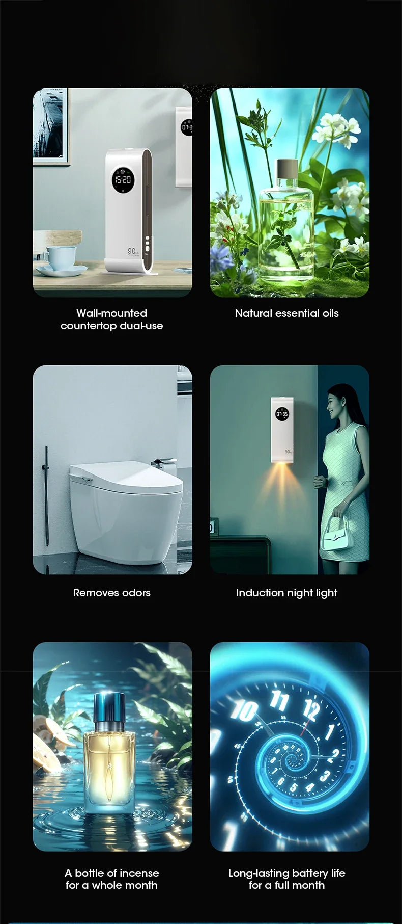 Essential Oil Diffuser Smart Mini USB Charging Ultrasonic Aromatherapy Automatic Atomization Air Purifier for Home Office