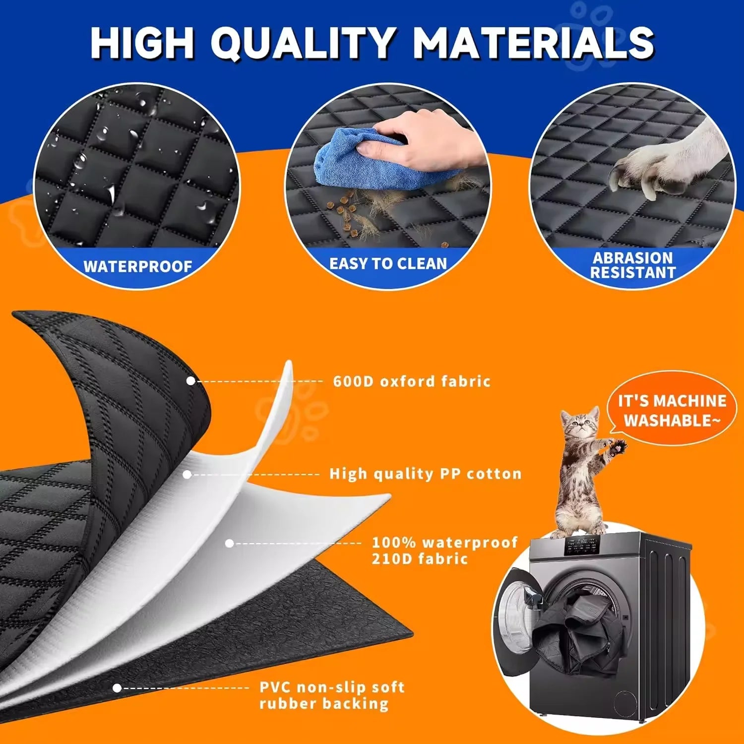 Pet Car Seat Cover, for Rear Seat Hard Bottom 137x147CM Cm, Waterproof and Easy To Clean, for Dog Car Back Pad Pet Cover