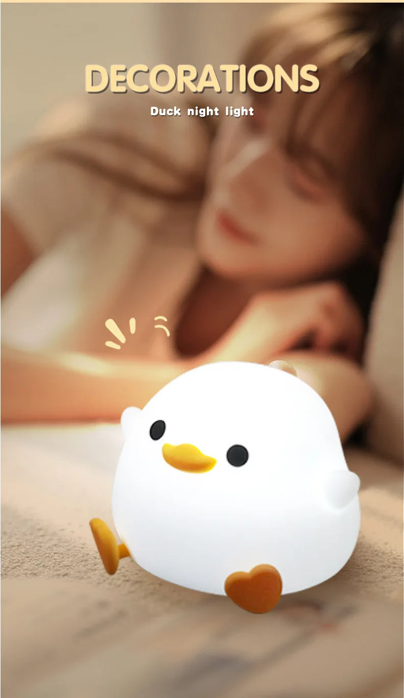 DoDo Duck Silicone LED Bedside Lamp Night Light Cute Duck Dimmable Nursery Nightlight Rechargeable Baby Bedrooms Decoration