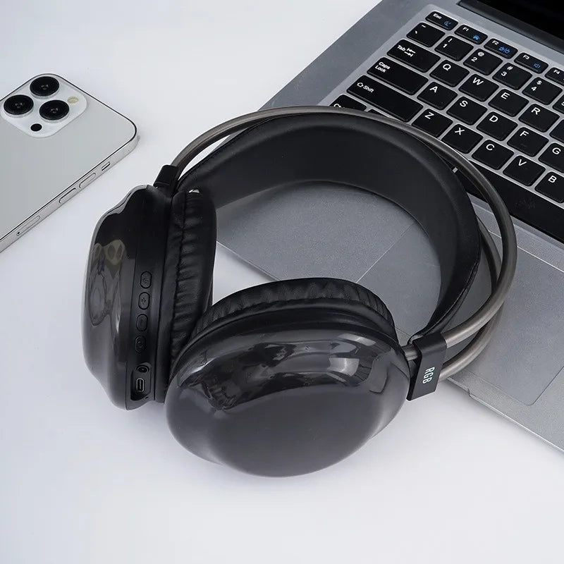 Gamer Wireless Bluetooth Headphones RGB Flowing Colorful Lamp Head Earphone Hifi Stereo Noise Reduction Gaming Headsets With Mic