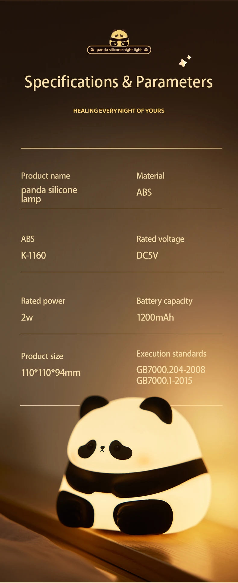 Animal Shaped Night light LED cute panda rabbit light USB charging timed bedside decoration Children's eye protection