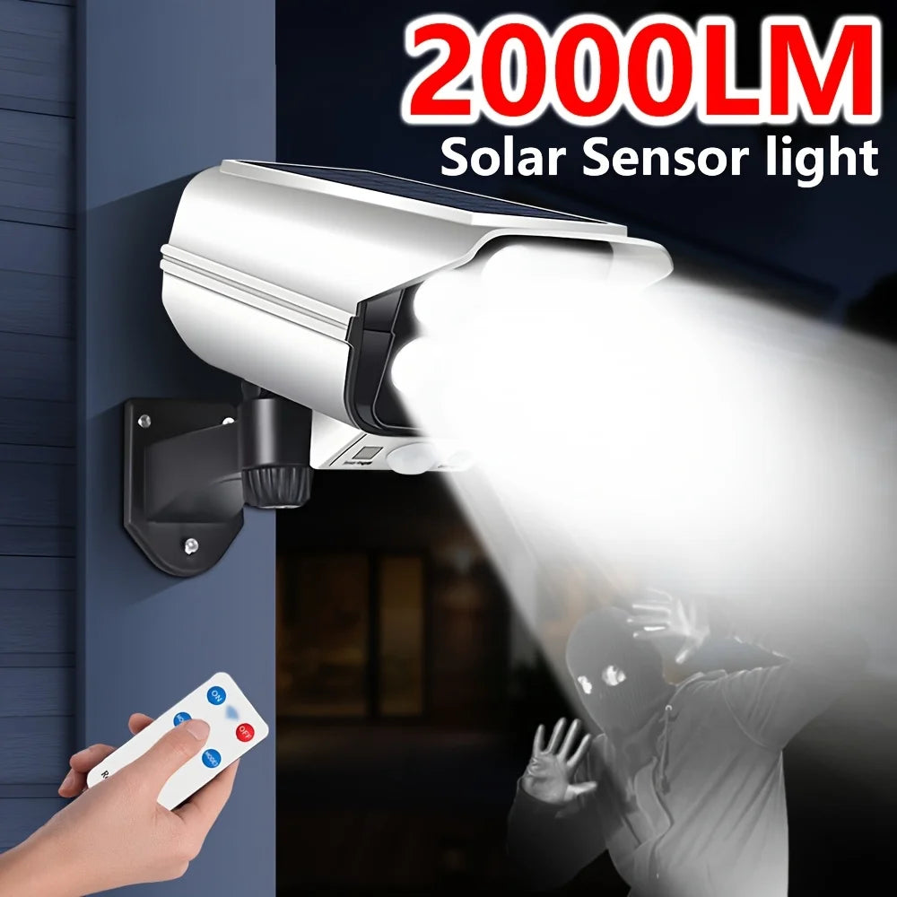 Outdoor Motion Sensor Solar Lights 2000 Lumens 77LED Solar Motion Sensor LED Light Outdoor Camera Wireless Security Floodlights