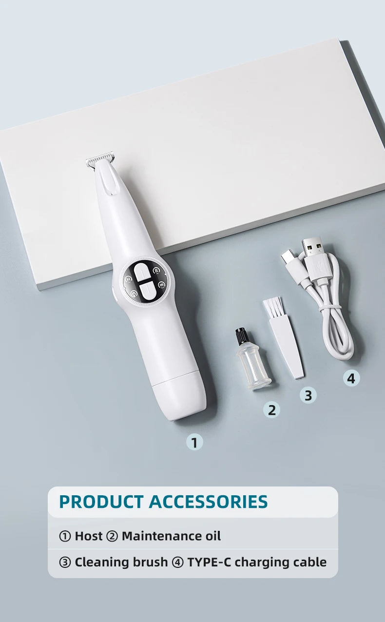 Pet electric clipper with LED lights, foot hair trimmer, professional dog and cat care products, USB rechargeable nail clippers