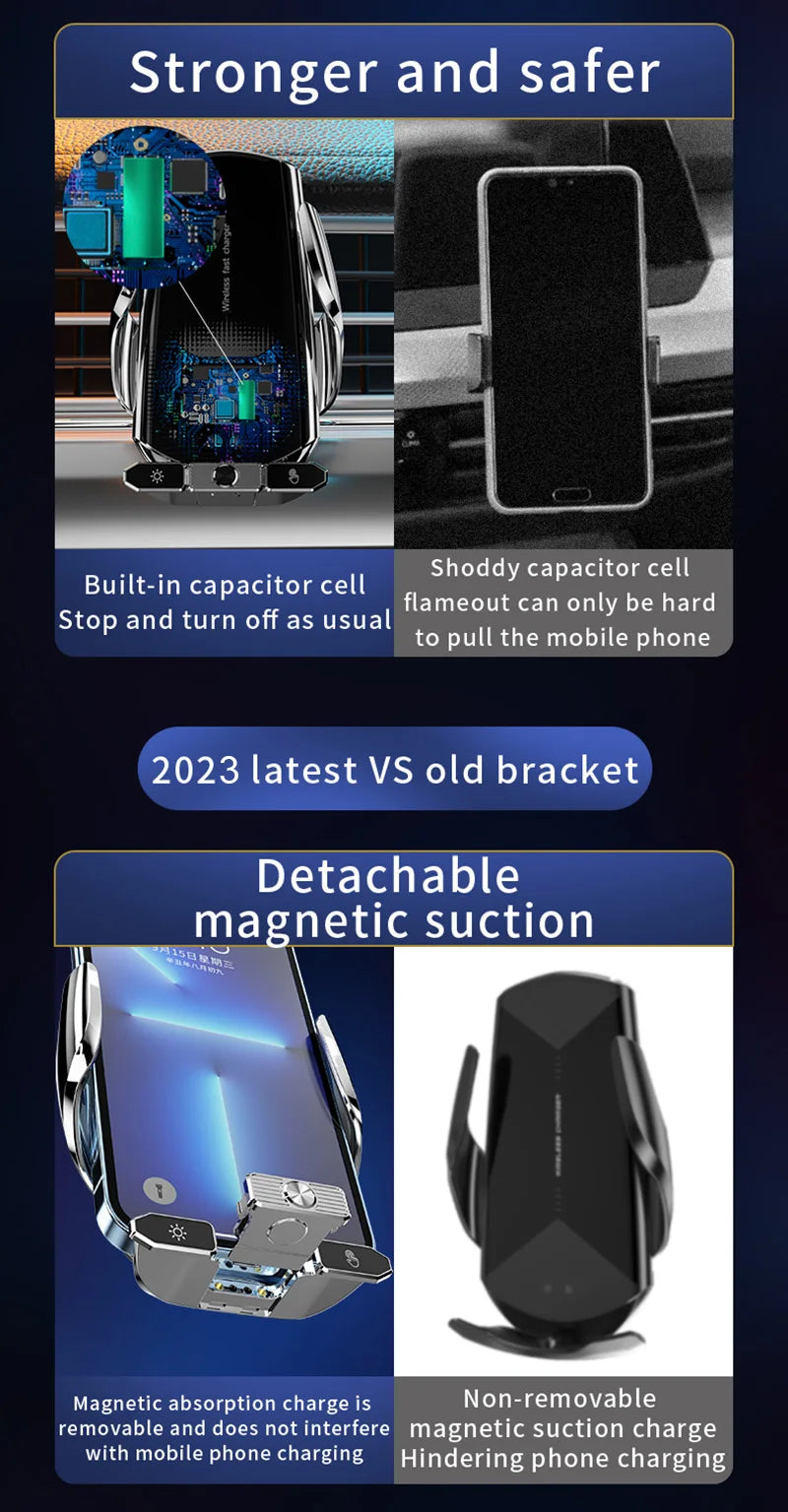 Car Magnetic Cell Phone Holder wireless charger Mobile Phone Stand in Car GPS Support 360° Rotatable Mount For iPhone 14 Xiaomi