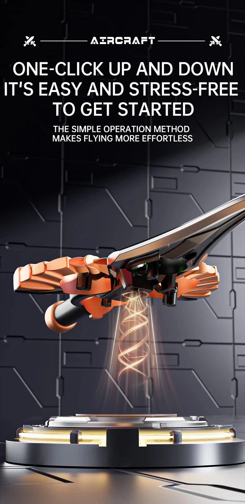 RC Flying Sword Glider Drone with Hand Wave & Controller Mode, 3-Speed Stunt Plane for Kids,Teens & Adults,LED Lights,Aerial Fun