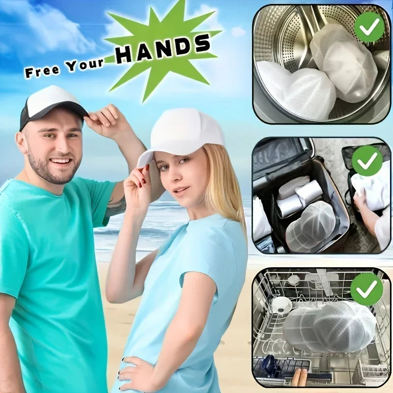 Washer Safe Hat Cleaner Cage and Mesh Laundry Bag,Baseball Cap Shape Protector for Washing Machine and Drying Laundry Organizer