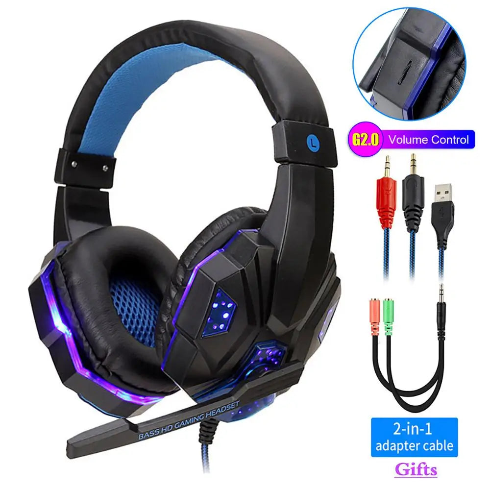 New Professional Wired Gaming Headphones With Microphone Led Light For Computer PS4 PS5 Xbox Bass Stereo PC Gaming Headset Gifts