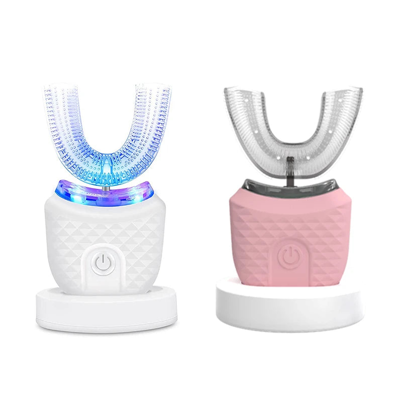 Wireless chargeable silicone bristle portable cleaning automatic toothbrush high quality u-shaped electric toothbrush