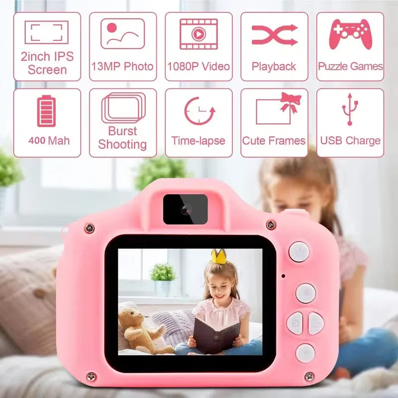 ZWN Children Digital Cameras 1080P HD Camera Video Toys 2 Inch Color Display Outdoor Camera SLR Camera Kid Toy+TF Memory Card
