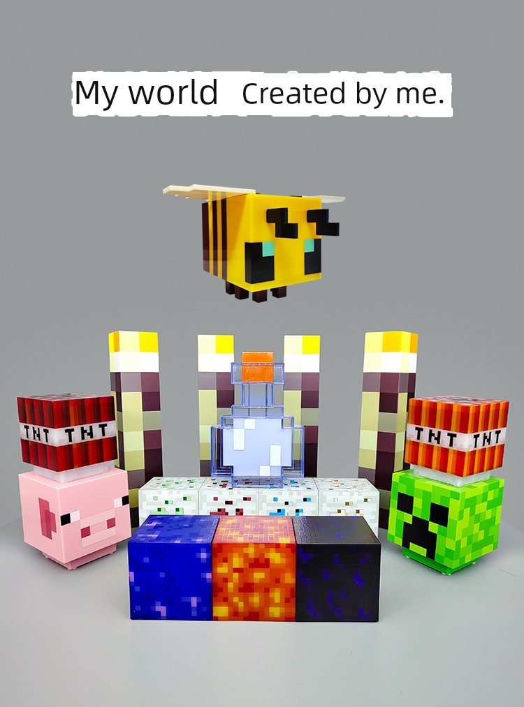 My World Torch Lamp Hand-Made Model MC Surrounding the Game Fox Salamander Ore Lamp Toy Small Night Lamp Ornaments