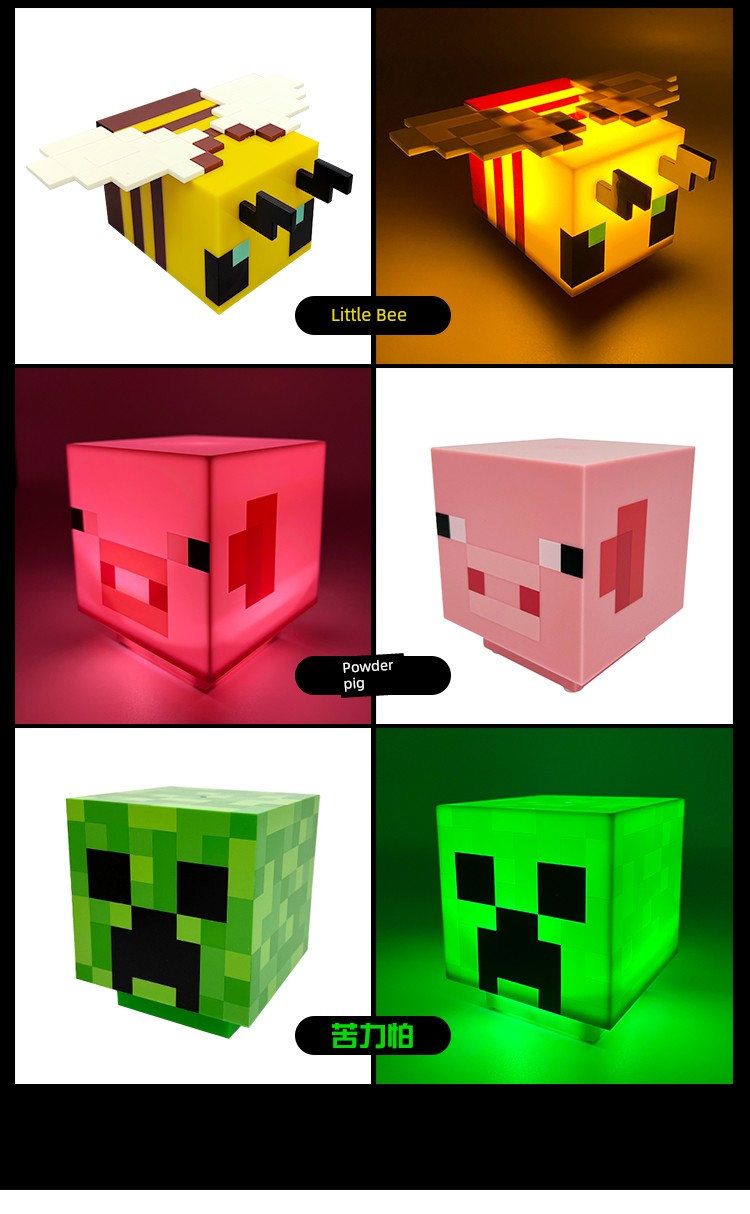 My World Torch Lamp Hand-Made Model MC Surrounding the Game Fox Salamander Ore Lamp Toy Small Night Lamp Ornaments